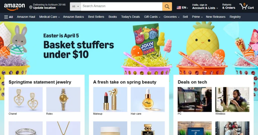 Amazon landing page