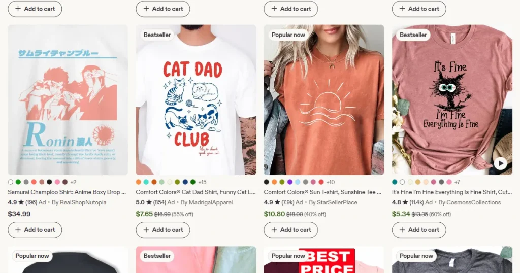 best selling t-shirt on etsy example