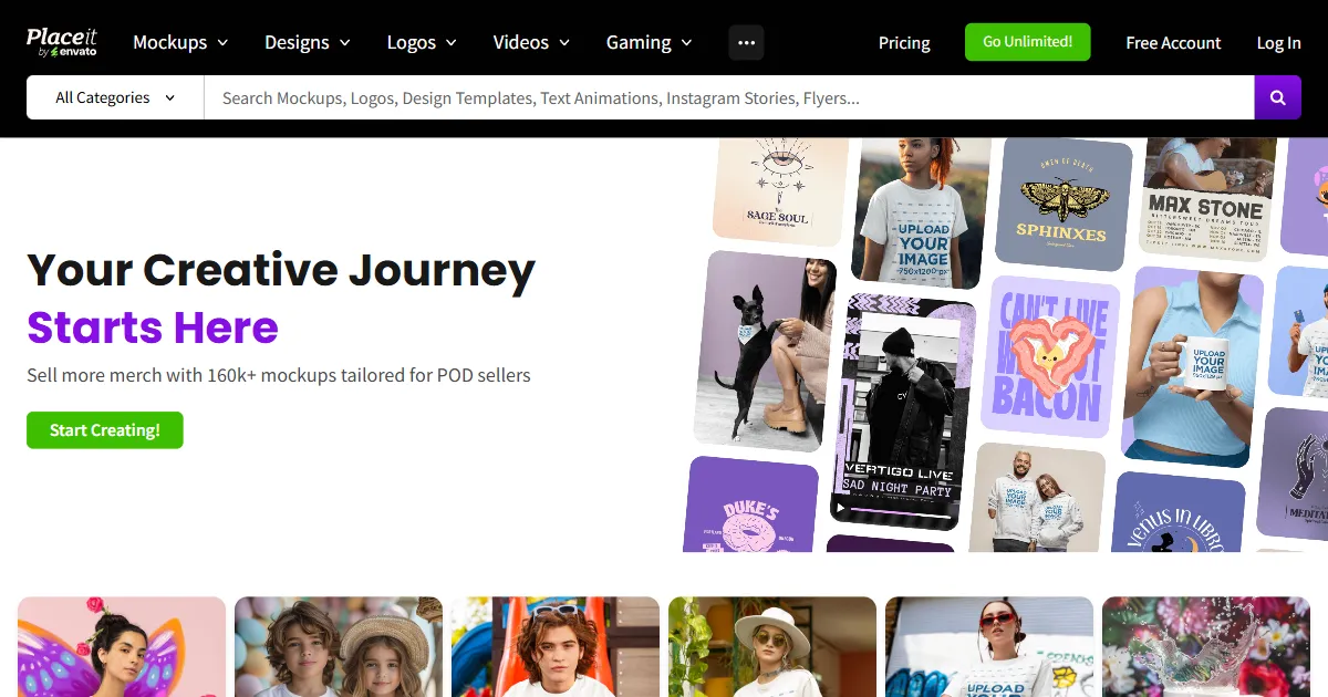 placeit mockup library dashboard