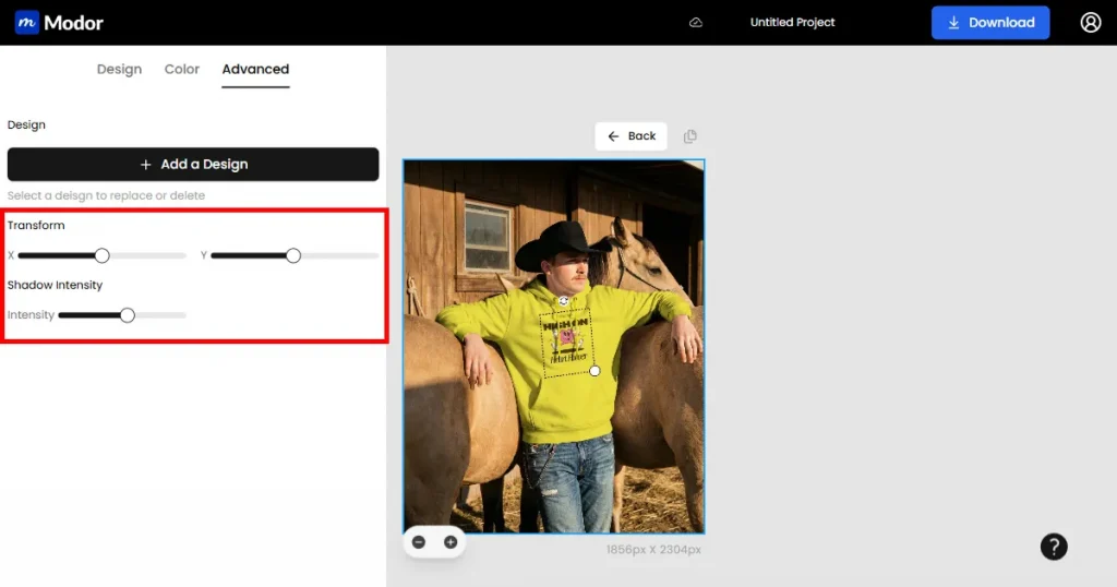 Modor mockup editing setting