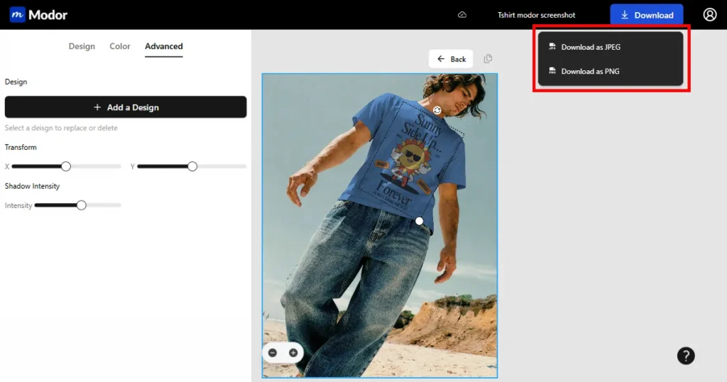 Modor mockup interface