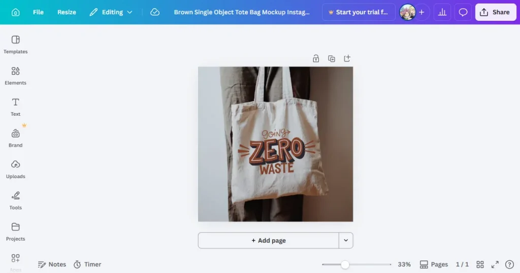 Canva tote bag mockup