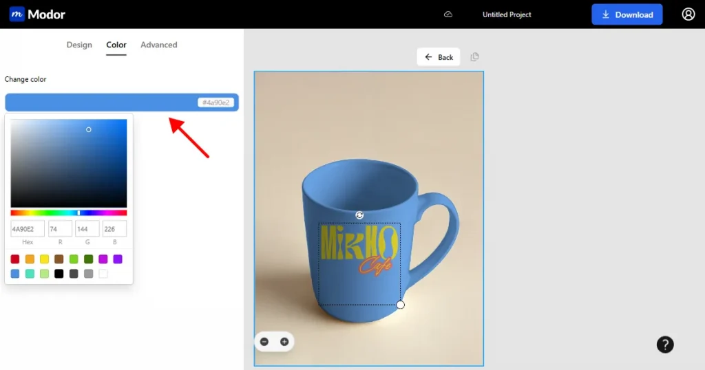 Mug mockup color changing option
