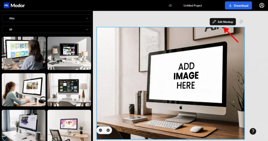 Click on Edit mockup to edit the iMac mockup