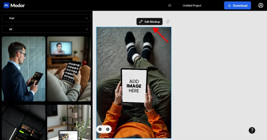 Click on Edit mockup to edit iPad mockup
