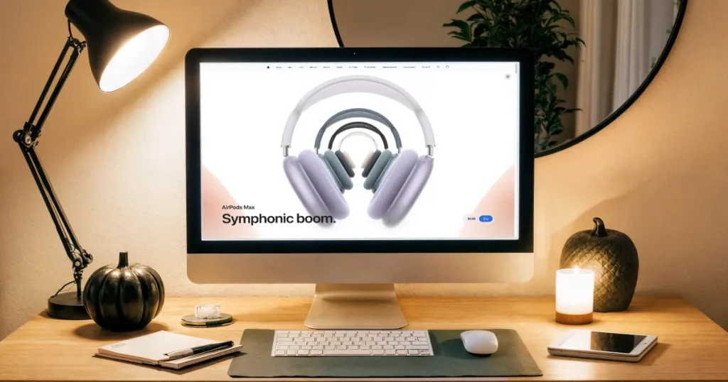 Dark workspace iMac mockup