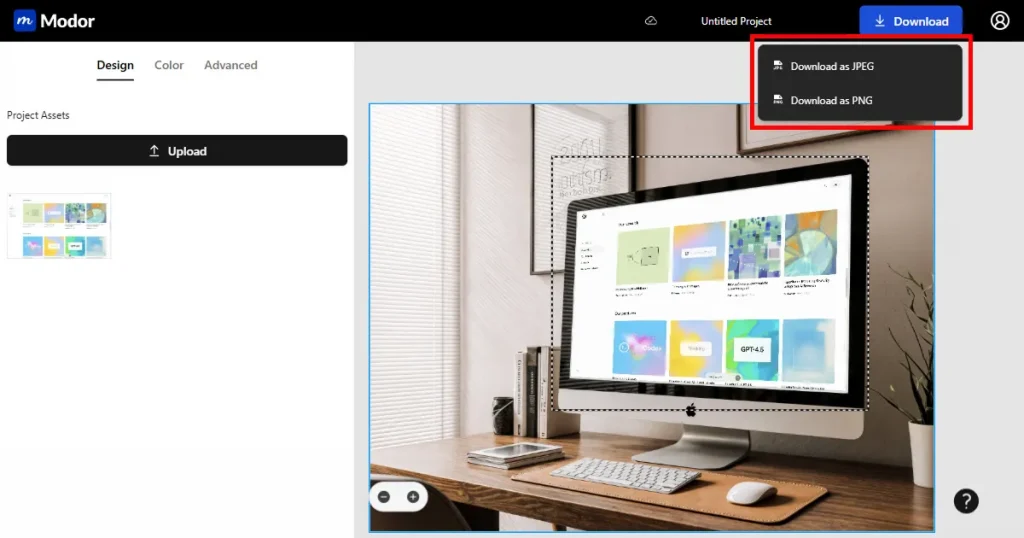 Download the final iMac mockup on Modor
