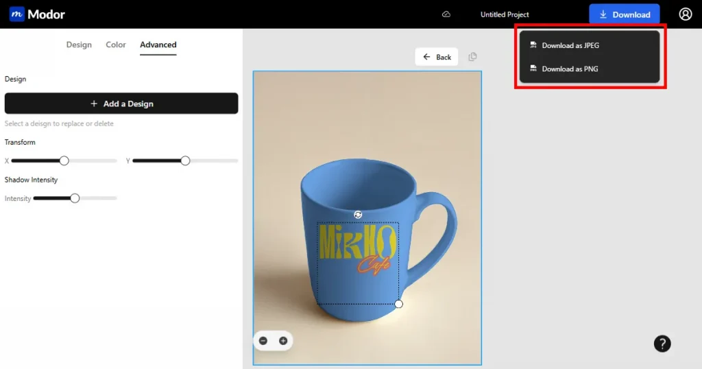 Download mug mockup on Modor