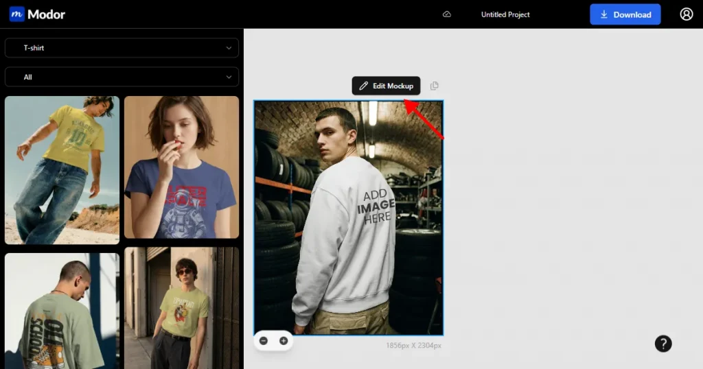 Edit mockup on Modor