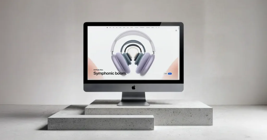 iMac mockup on a stand