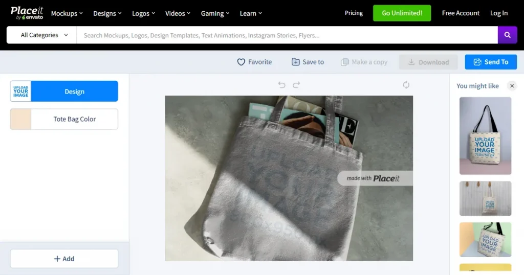 Placeit tote bag mockups