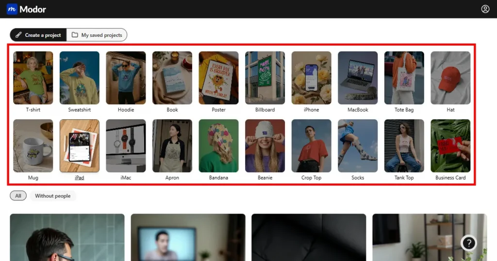 Select an iPad mockup template on Modor