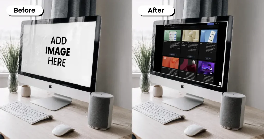 3/4 angle view of iMac mockup