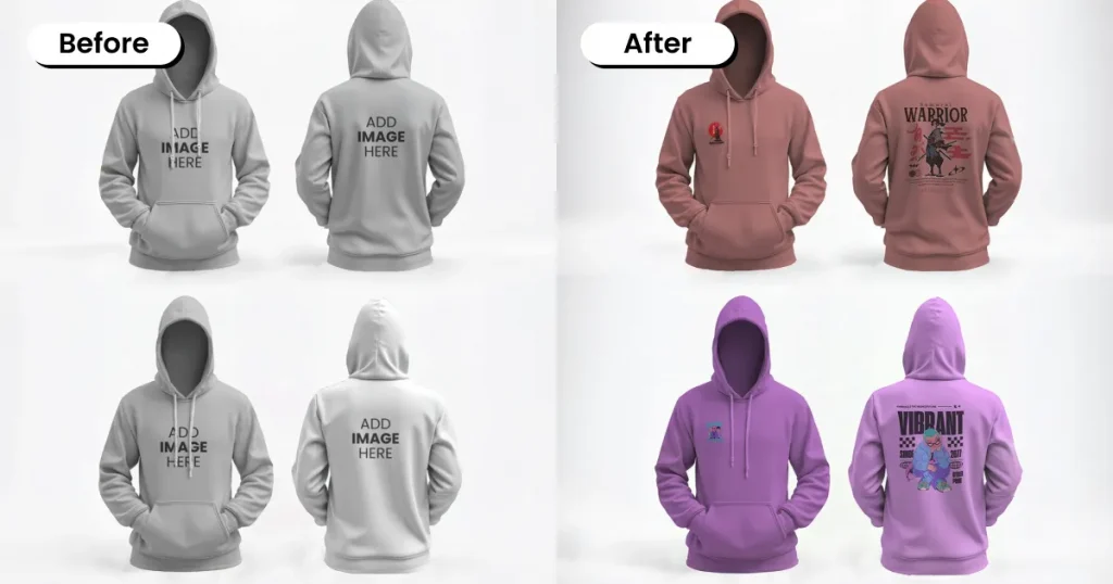 3D ghost mannequin hoodie mockup template