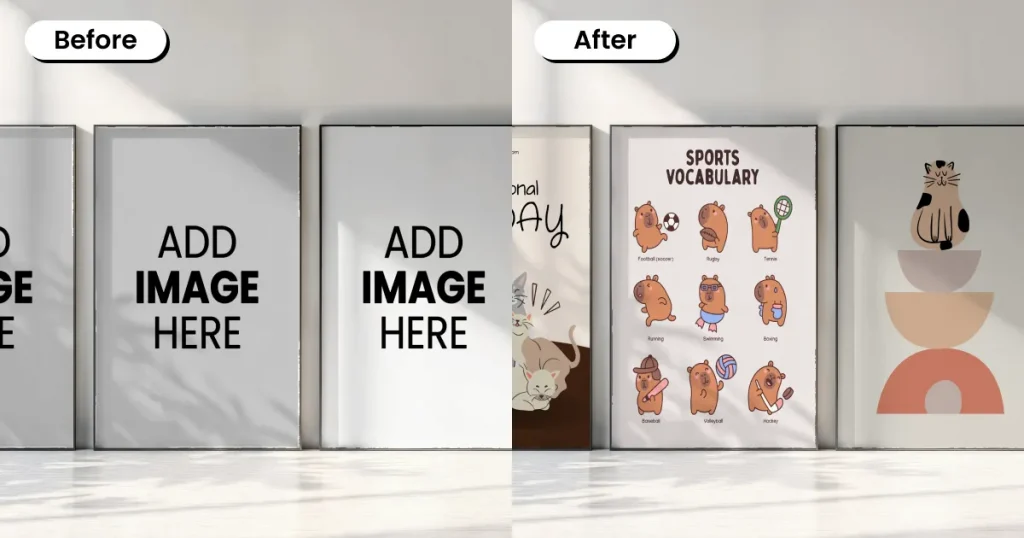 Multiple aligned poster mockups