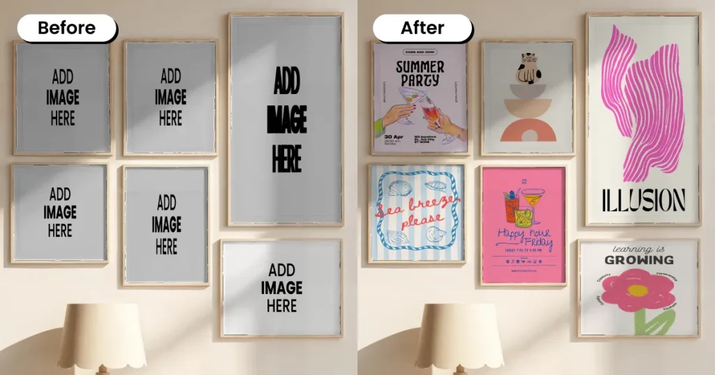 Asymmetrical poster mockups