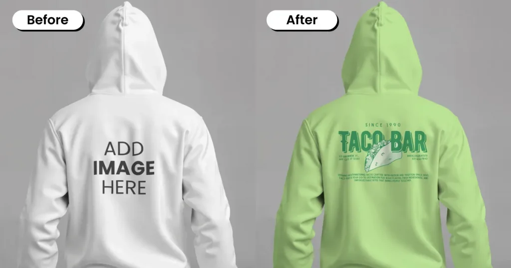 back angle 3D hoodie mockup template