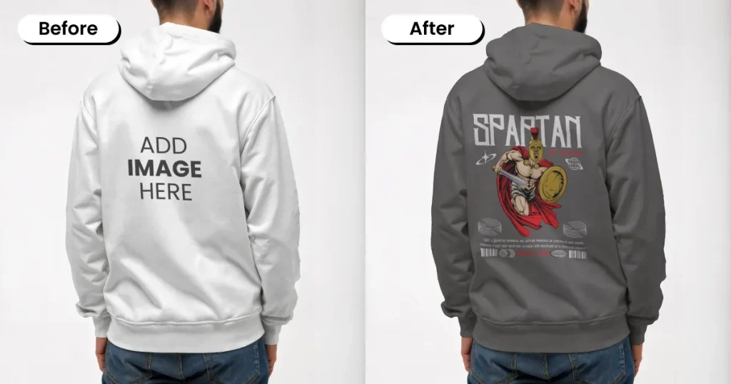 back view gray hoodie mockup template