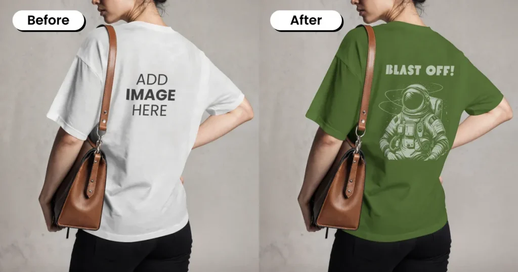 Back view female t-shirt mockup