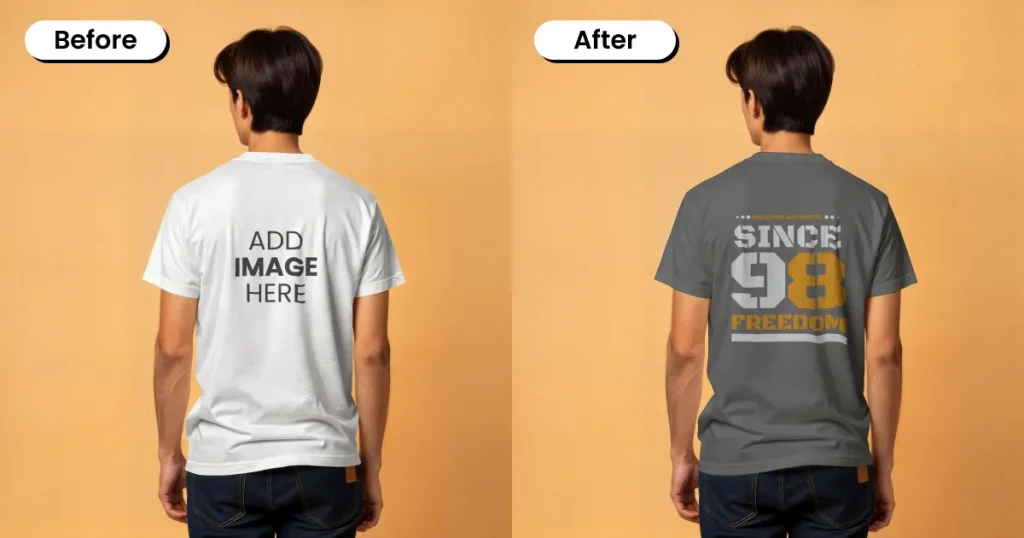 Back view male t-shirt mockup