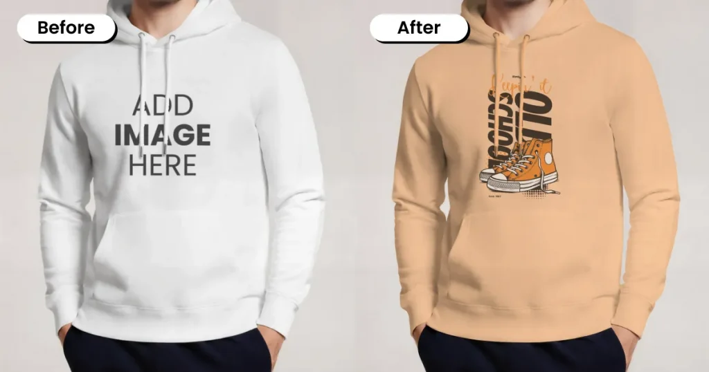 beige hoodie front view mockup template