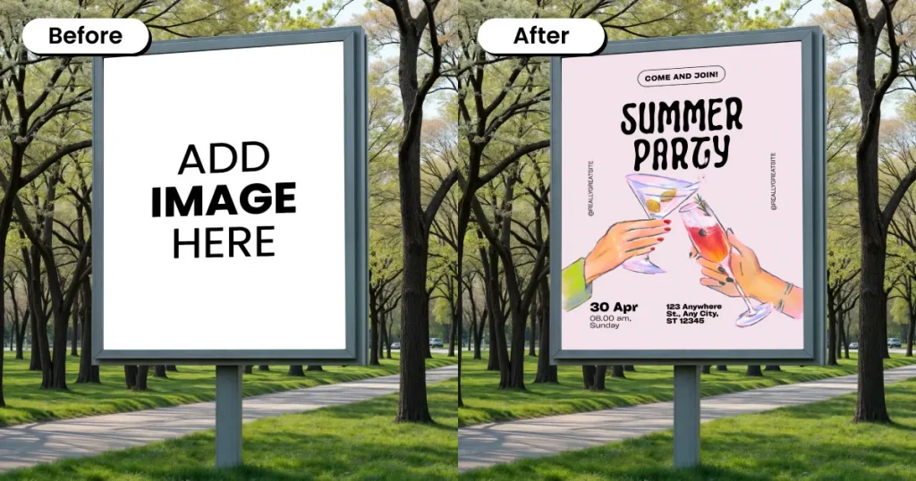 Vertical Billboard Mockup in a park
