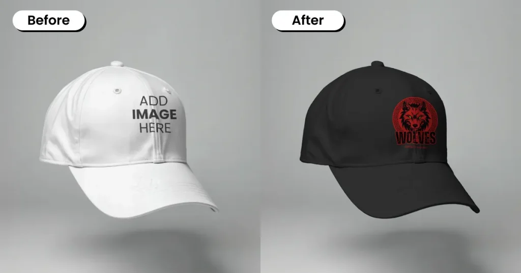 Levitating black cap mockup