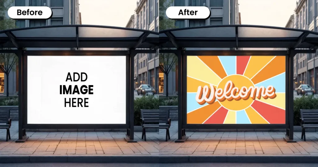 Bus Stop Billboard Mockup templates
