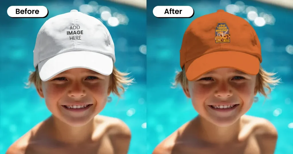 Cap mockup template of young boy