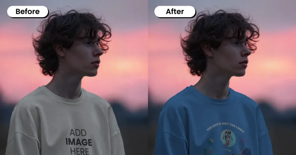Casual sunset sweatshirt mockup with warm tones