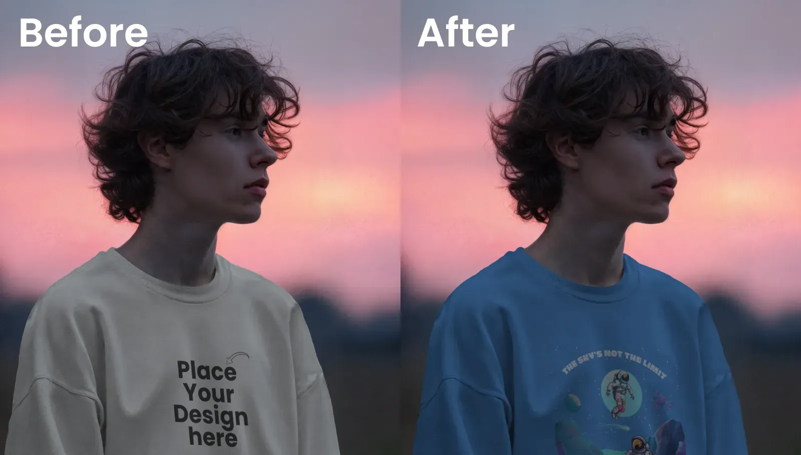 Casual sunset sweatshirt mockup with warm tones