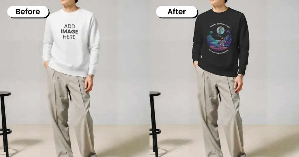 Clean studio-style sweatshirt mockup featuring a male model