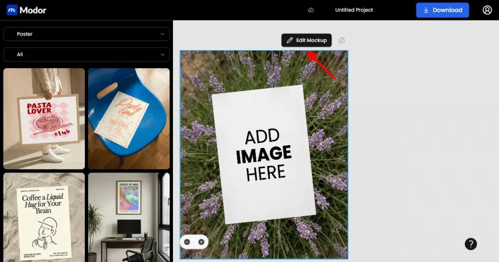 Click on Edit mockup to edit the poster mockup