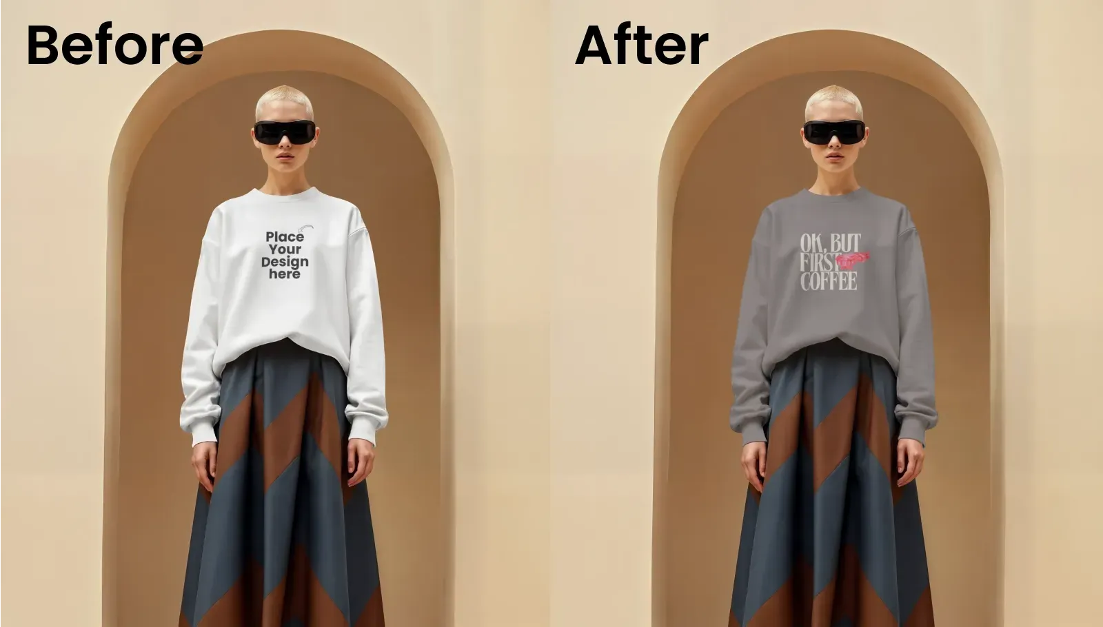 Contemporary minimalist fashion sweatshirt mockup