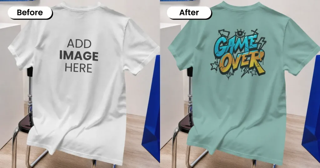 Crew neck t-shirt mockup on a chair