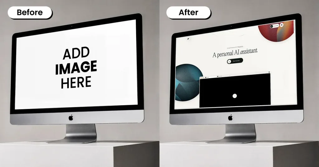 Down angle view of an iMac mockup