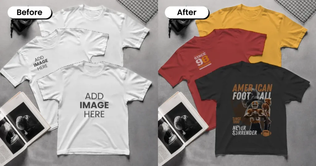 Multiple t-shirts mockup