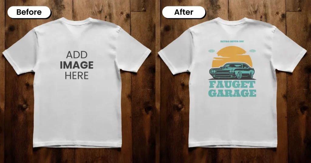 Flat lay t-shirt mockup on a wooden surface