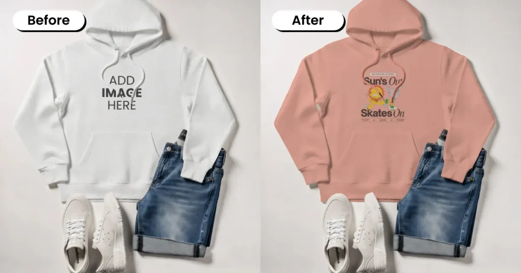 flatlay with accessories hoodie mockup template