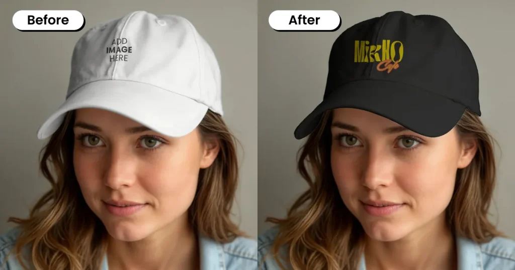 Free cap mockup of a woman in white cap