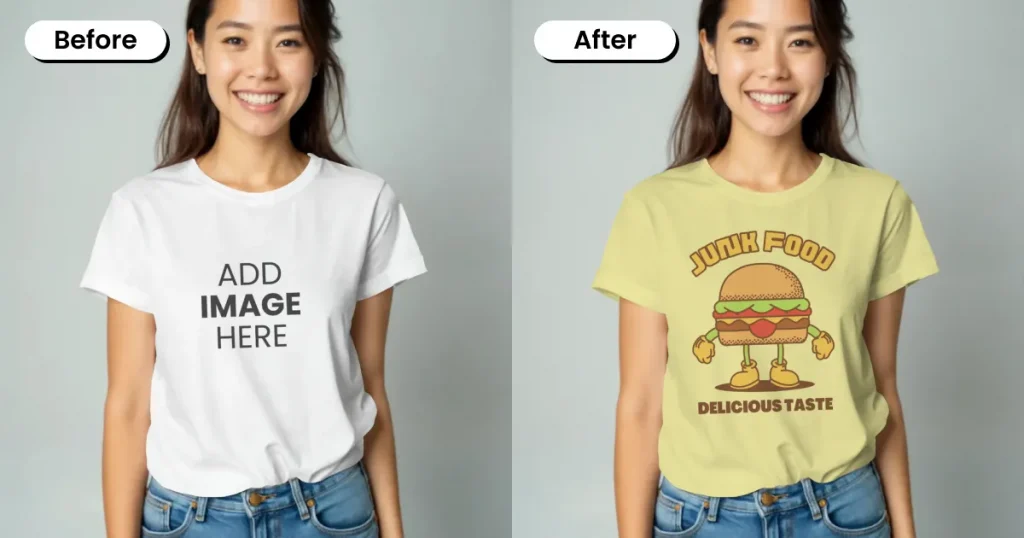 Front view female t-shirt mockup