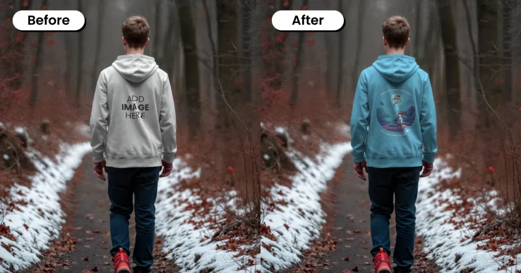 guy wearing hoodie while hiking mockup template