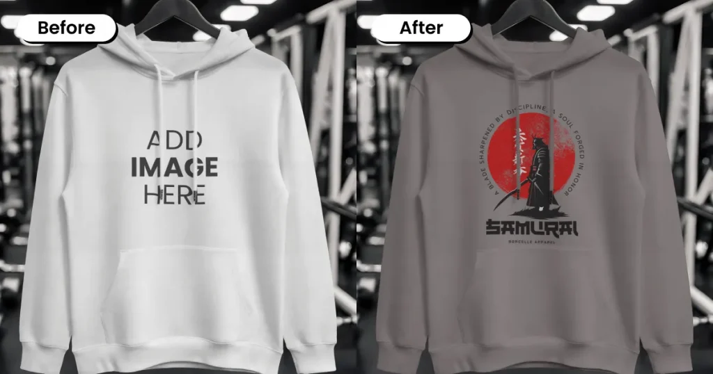 gym hanging white hoodie mockup template