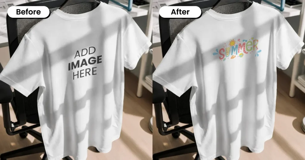 Hanging t-shirt mockup on a chair