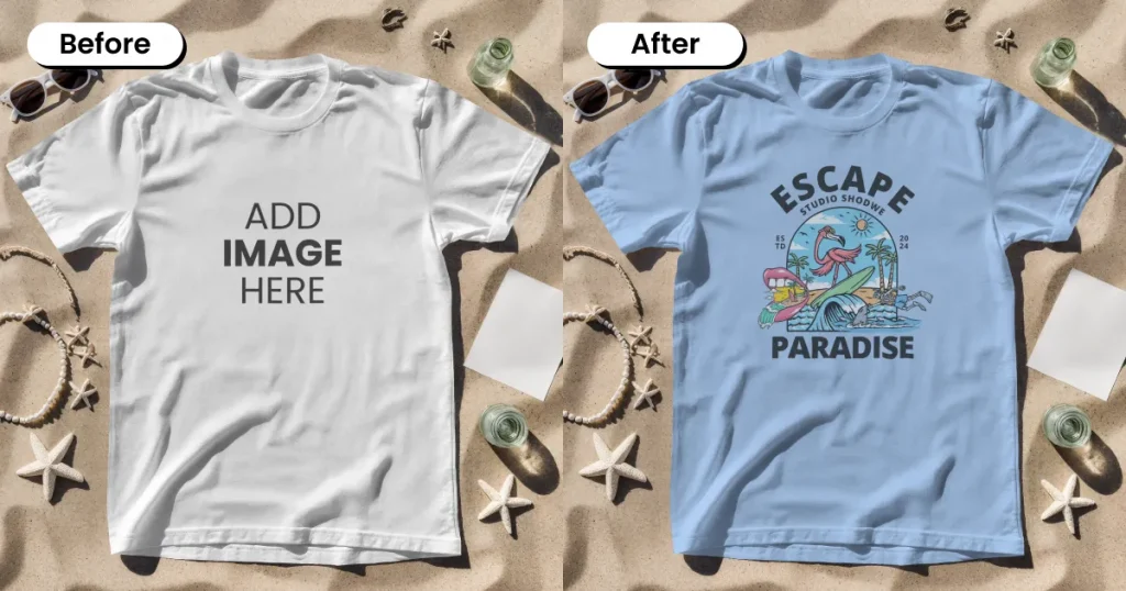 T-shirt mockup on sand dunes