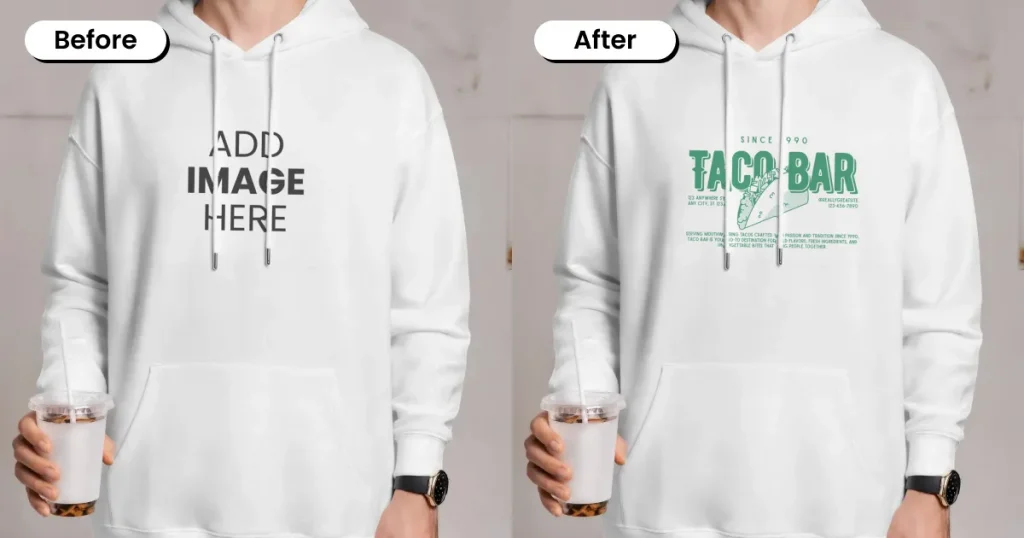 hoodie with coffee cup mockup template