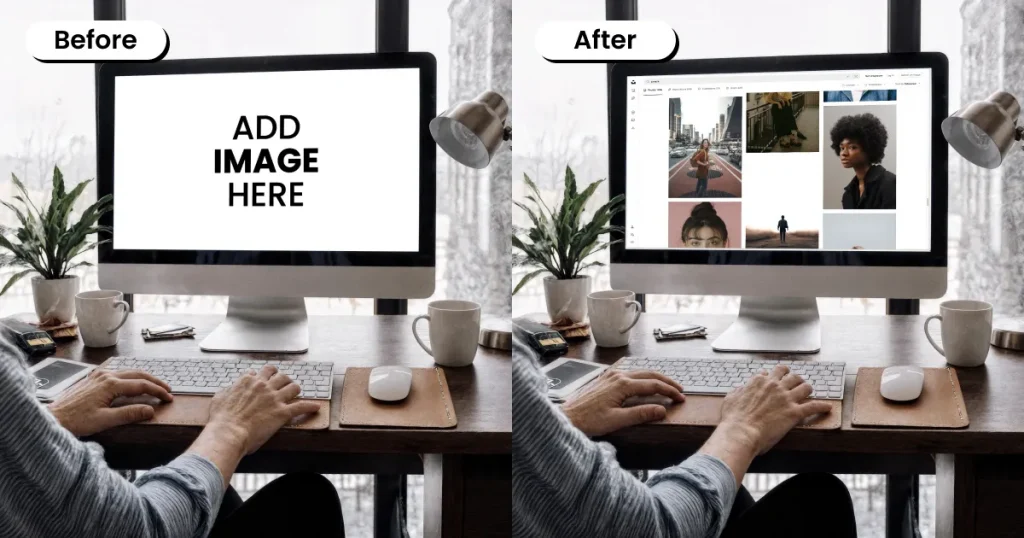 iMac mockup of a remote work scenario