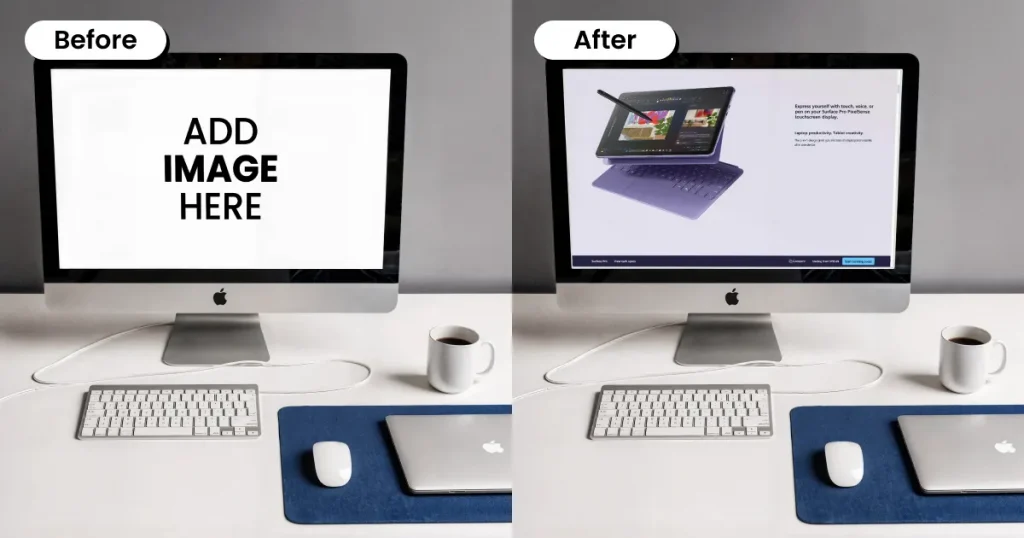 iMac mockup with a MacBook
