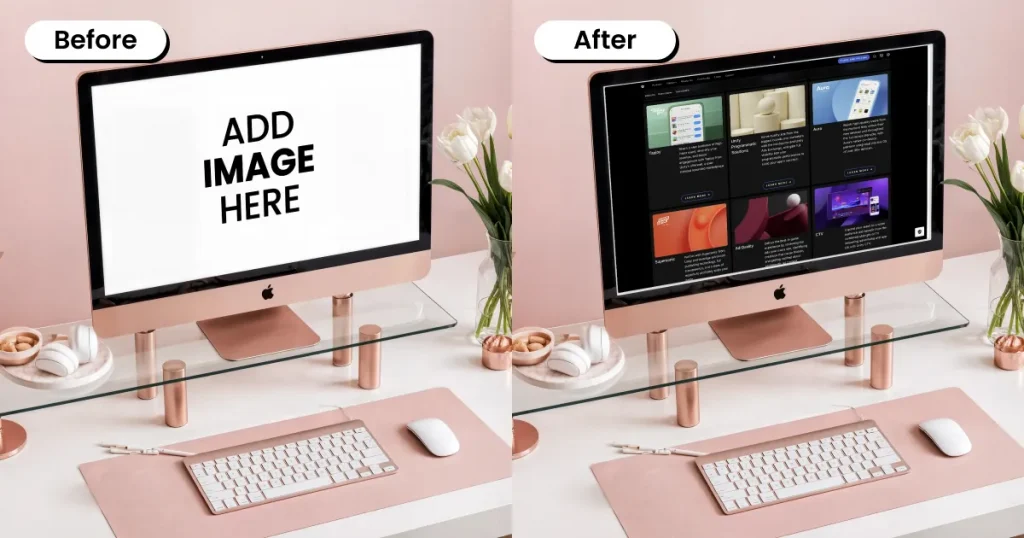 iMac mockup with a matching background