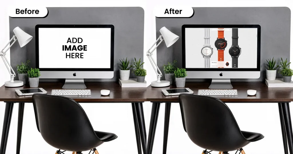 iMac mockup with a white background